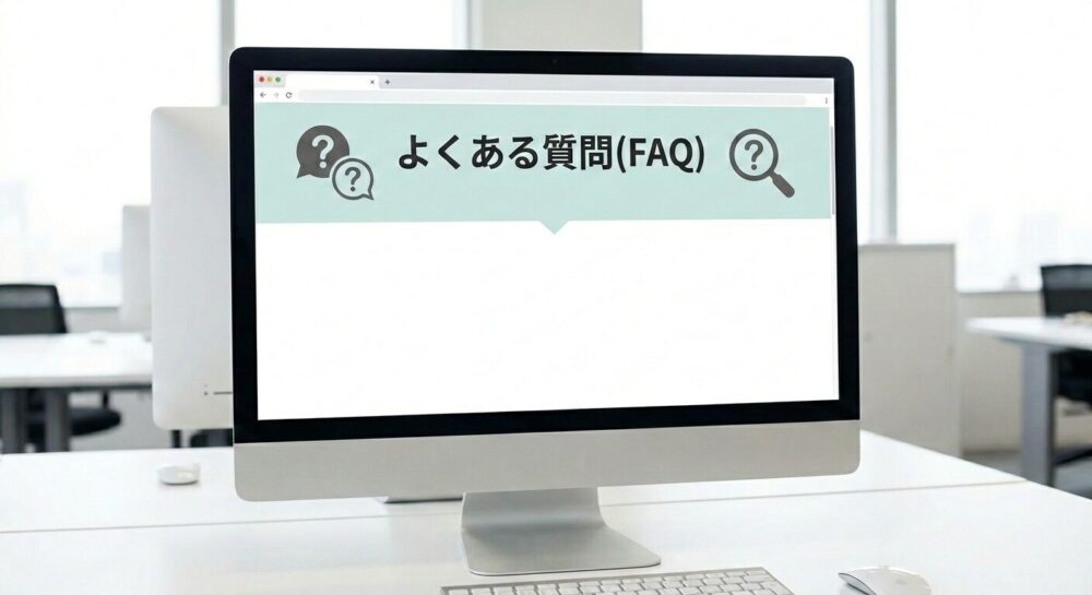 「よくある質問」という文字をPCの画面に表示させている画像